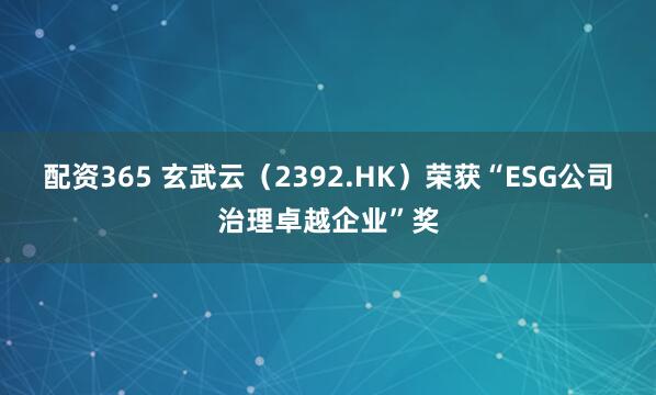 配资365 玄武云（2392.HK）荣获“ESG公司治理卓越企业”奖